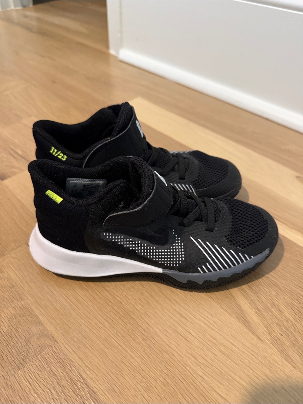 Nike Kids Black and White Basketball-Style Sneakers